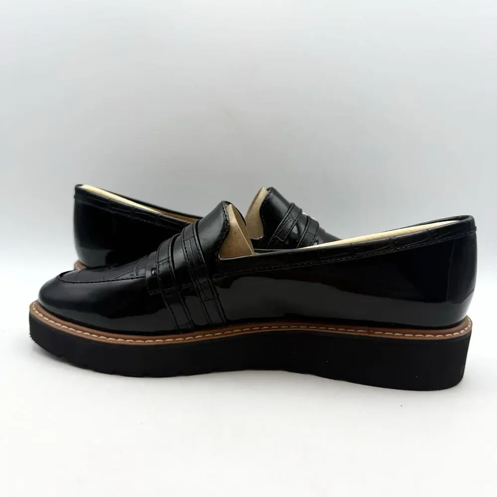 Naturalizer Womens Eiffel Loafers Size 8.5 38.5 Black Vegan Patent Leather NIB